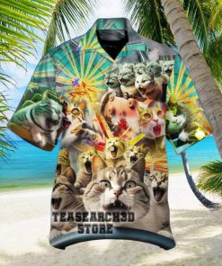 funny cat for beach vacation hawaiian shirt gift