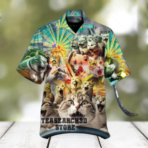 funny cat for beach vacation hawaiian shirt gift