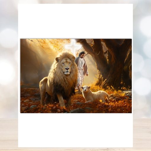 js lion sheep Horizontal Poster