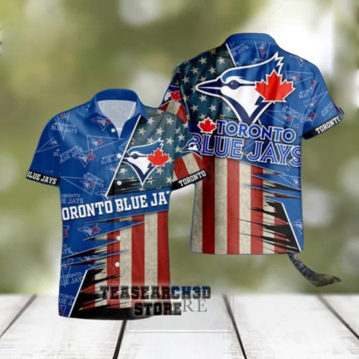 new toronto blue jays american flag logo vacation gift for men and women gift mlb hawaiian shirt