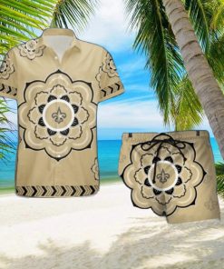 nfl new orleans saints flower set hawaiian shirt and shorts beach gift for fans