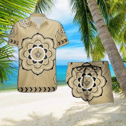 nfl new orleans saints flower set hawaiian shirt and shorts beach gift for fans