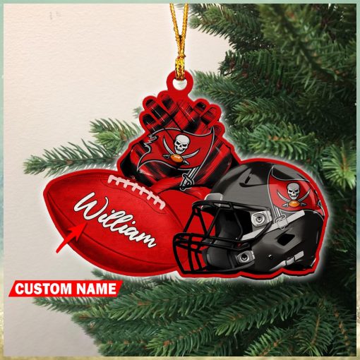 nfl tampa bay buccaneers rugby ball helmet custom shaped ornament 0631