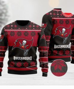 nfl tampa bay buccaneers snowflake red black ugly christmas sweater