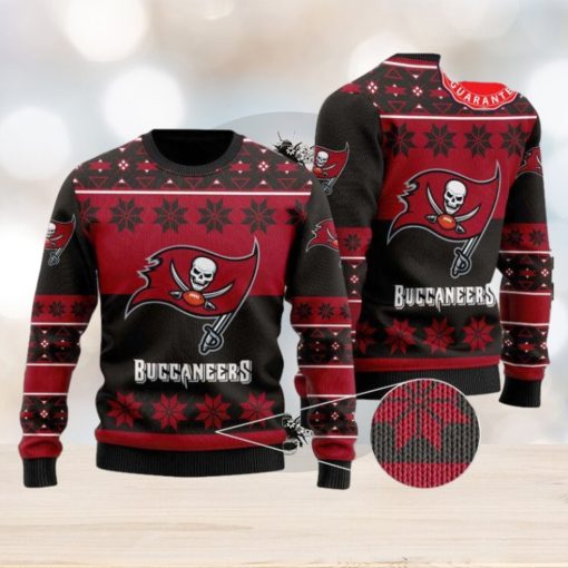 nfl tampa bay buccaneers snowflake red black ugly christmas sweater