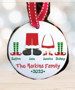 the original santa & elves family of 4 ornament • custom personalized family christmas ornament with year