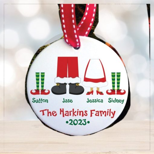 the original santa & elves family of 4 ornament • custom personalized family christmas ornament with year