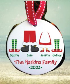 the original santa & elves family of 4 ornament • custom personalized family christmas ornament with year