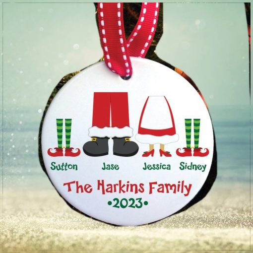 the original santa & elves family of 4 ornament • custom personalized family christmas ornament with year