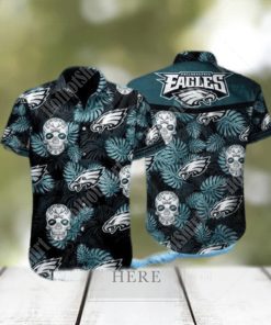 tropical skull nfl philadelphia eagles hawaiian shirt