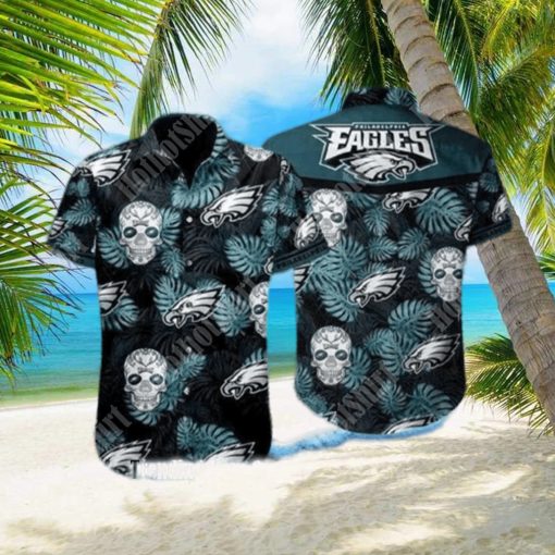 tropical skull nfl philadelphia eagles hawaiian shirt