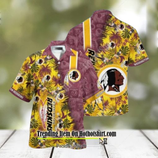 washington redskins nfl team football beach shirt summer button down hawaiian shirt