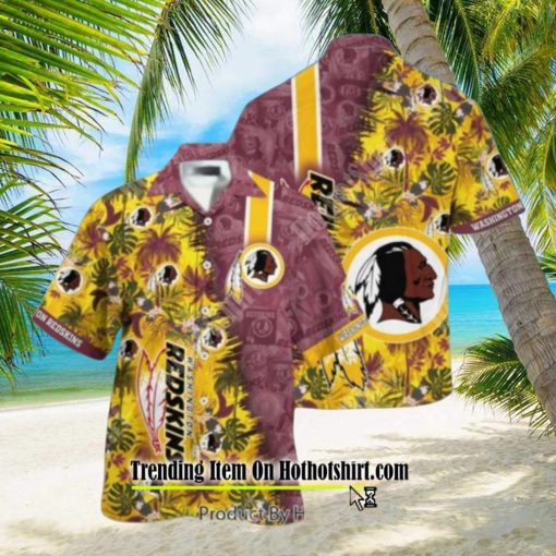 washington redskins nfl team football beach shirt summer button down hawaiian shirt