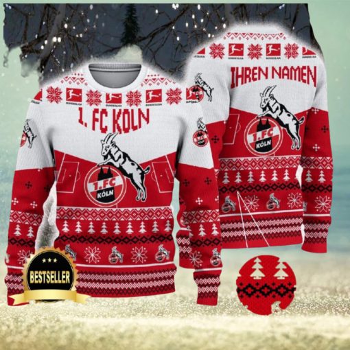 1 FC Koln Ugly Christmas Sweater Logo Custom Name Gift Fans