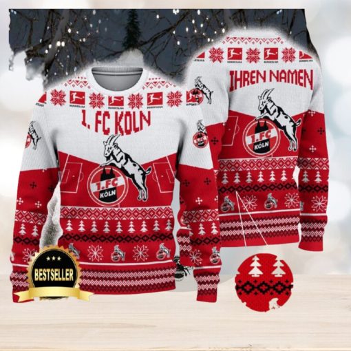 1 FC Koln Ugly Christmas Sweater Logo Custom Name Gift Fans