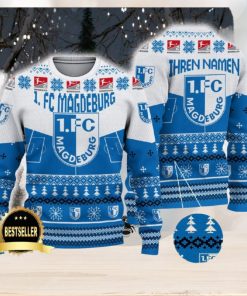 1 FC Magdeburg Ugly Christmas Sweater Logo Custom Name Gift Fans