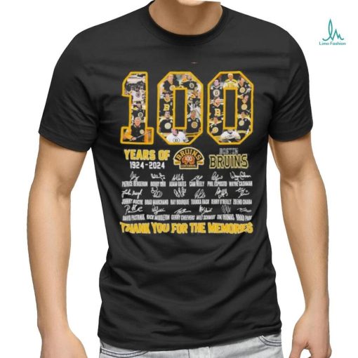 100 year of 1924 2024 Boston Bruins thank you for the memories signatures  shirt