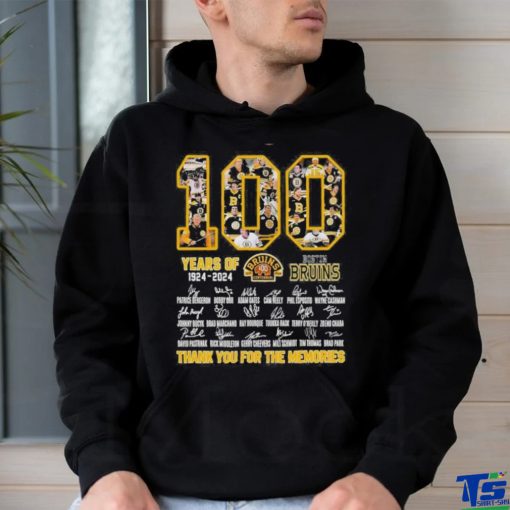 100 year of 1924 2024 Boston Bruins thank you for the memories signatures  shirt