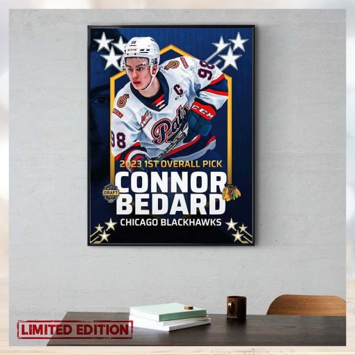 1st Overall Pick Connor Bedard Chicago Blackhawks NHL Draft 2023 Home Decor Poster Canvas