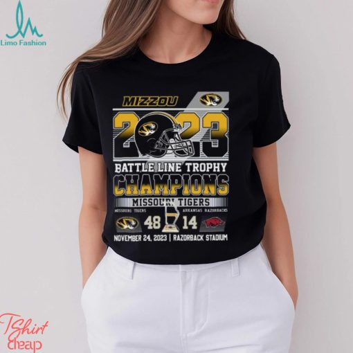 2023 Battle Line Trophy Champions Missouri Tigers 48 – 14 Arkansas Razorbacks November 24, 2023 Razorback Stadium T Shirt