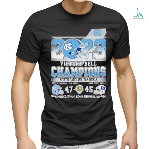 2023 Victory Bell Champions North Carolina Tar Heels 47 – 45 Duke Blue Devils November 11, 2023 Kenan Memorial Stadium shirt