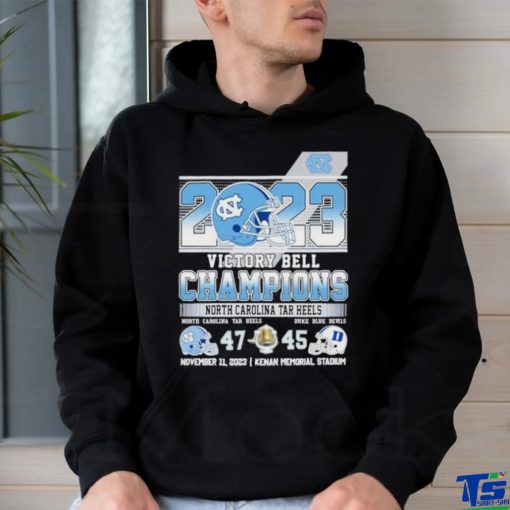 2023 Victory Bell Champions North Carolina Tar Heels 47 – 45 Duke Blue Devils November 11, 2023 Kenan Memorial Stadium shirt