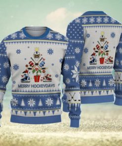 3D Hockey Blue Christmas Tree Ugly Sweater