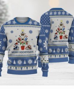 3D Hockey Blue Christmas Tree Ugly Sweater