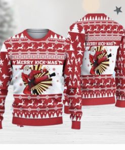 3D Karate Santa Merry Kick Mas Ugly Sweater