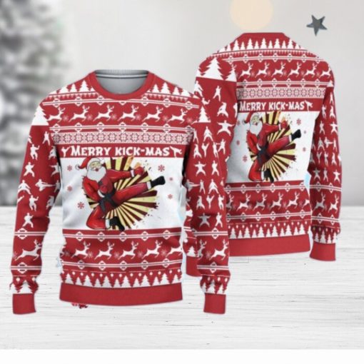 3D Karate Santa Merry Kick Mas Ugly Sweater