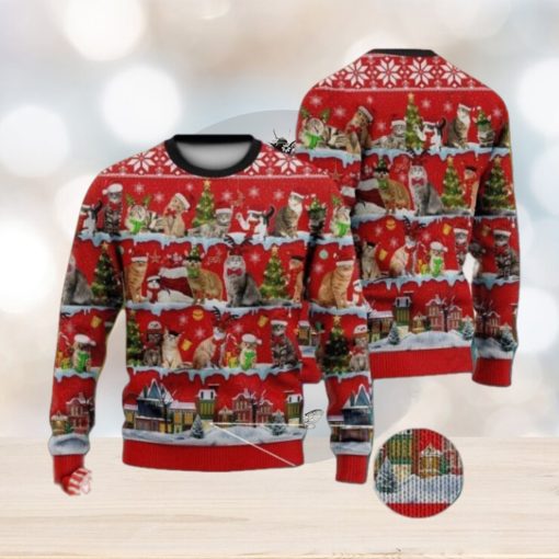 A Lot Of Cats In Xmas Day Full Print Ugly Christmas Sweater