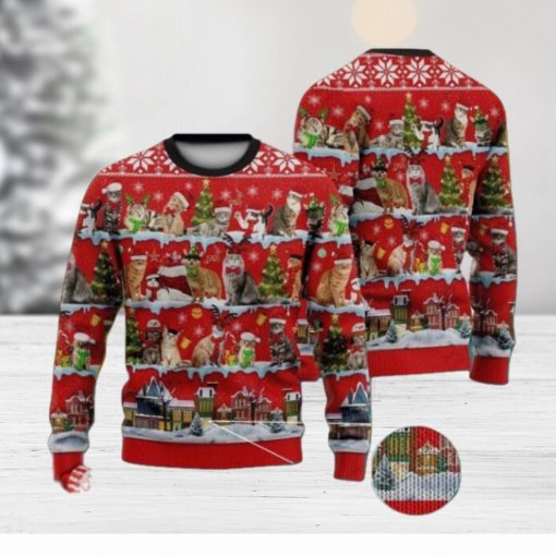 A Lot Of Cats In Xmas Day Full Print Ugly Christmas Sweater