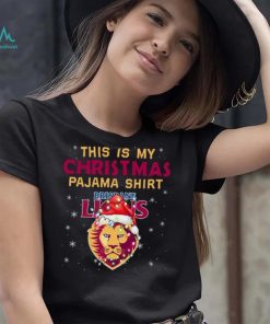 AFL This is christmas Pajamas T shirt Brisbane Lions T shirt