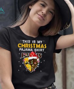 AFL This is christmas Pajamas T shirt Hawthorn Hawks T shirt