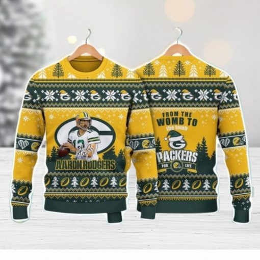 Aaron Rodgers Green Bay Packers Packers For Life NFL Christmas Ugly Sweater