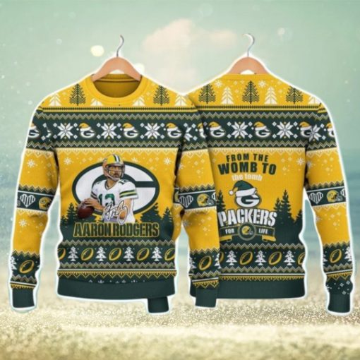 Aaron Rodgers Green Bay Packers Packers For Life NFL Christmas Ugly Sweater