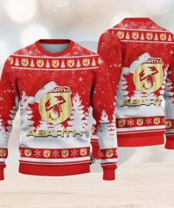 Abarth Logo Wearing Santa Hat Christmas Gift Ugly Christmas Sweater For Car Lover 3D Sweater