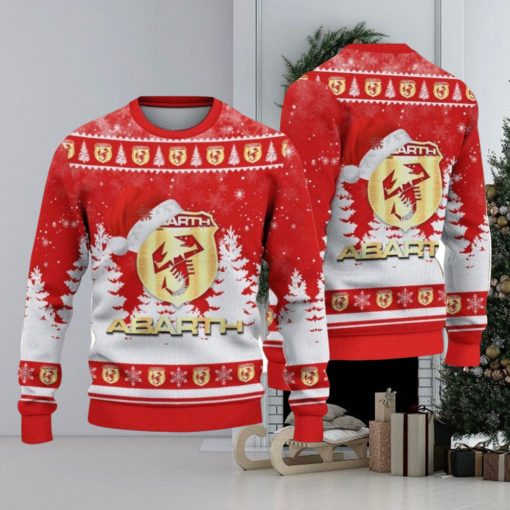 Abarth Logo Wearing Santa Hat Christmas Gift Ugly Christmas Sweater For Car Lover 3D Sweater