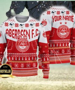 Aberdeen FC Ugly Christmas Sweater Logo Custom Name Gift Fans