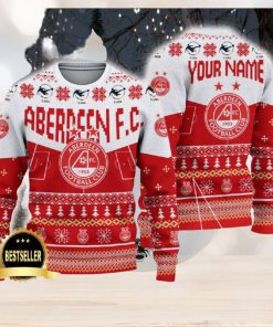 Aberdeen FC Ugly Christmas Sweater Logo Custom Name Gift Fans