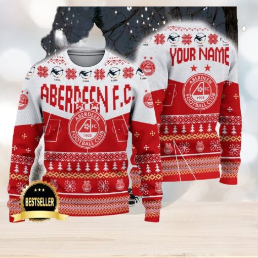 Aberdeen FC Ugly Christmas Sweater Logo Custom Name Gift Fans