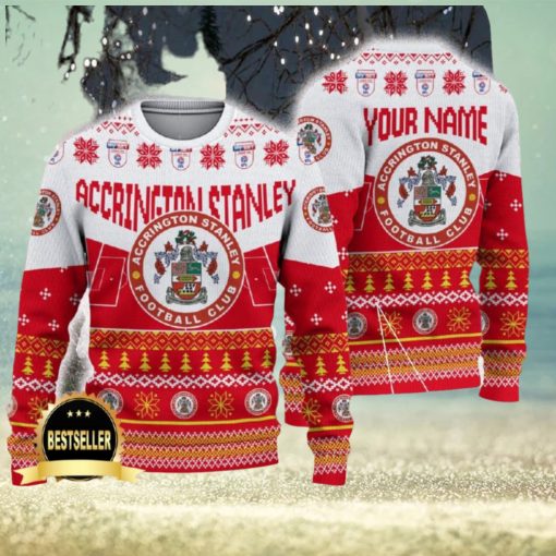 Accrington Stanley Ugly Christmas Sweater Logo Custom Name Gift Fans