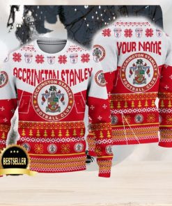 Accrington Stanley Ugly Christmas Sweater Logo Custom Name Gift Fans