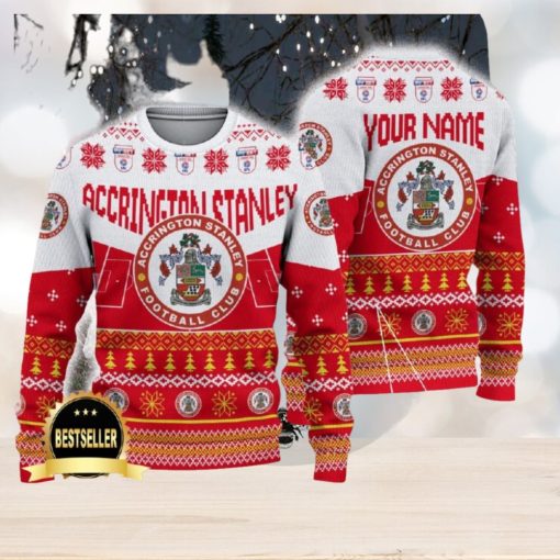 Accrington Stanley Ugly Christmas Sweater Logo Custom Name Gift Fans