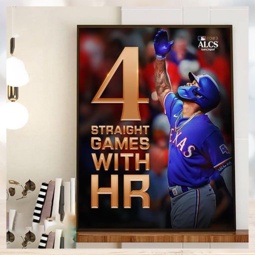 Adolis Garcia 4 Straight MLB Postseason Games With HR Home Decor Poster Canvas