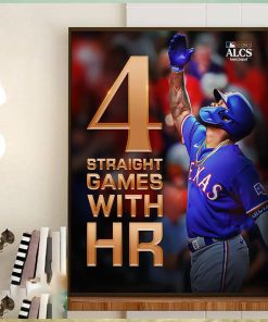 Adolis Garcia 4 Straight MLB Postseason Games With HR Home Decor Poster Canvas