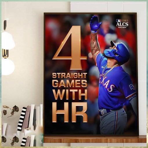 Adolis Garcia 4 Straight MLB Postseason Games With HR Home Decor Poster Canvas