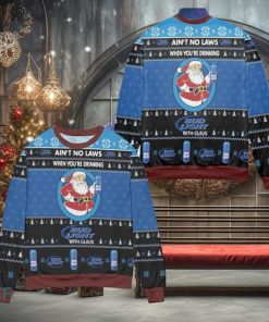 Aint No Laws When Youre Drinking Bud Light With Claus Ugly Christmas Sweaters Style Gift