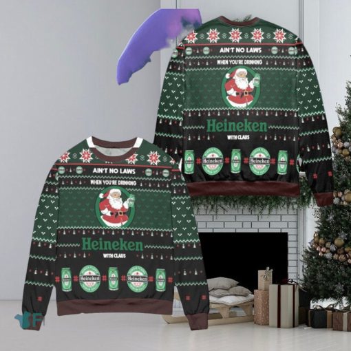 Aint No Laws When Youre Drinking Heineken With Claus Ugly Christmas Sweaters Style Gift