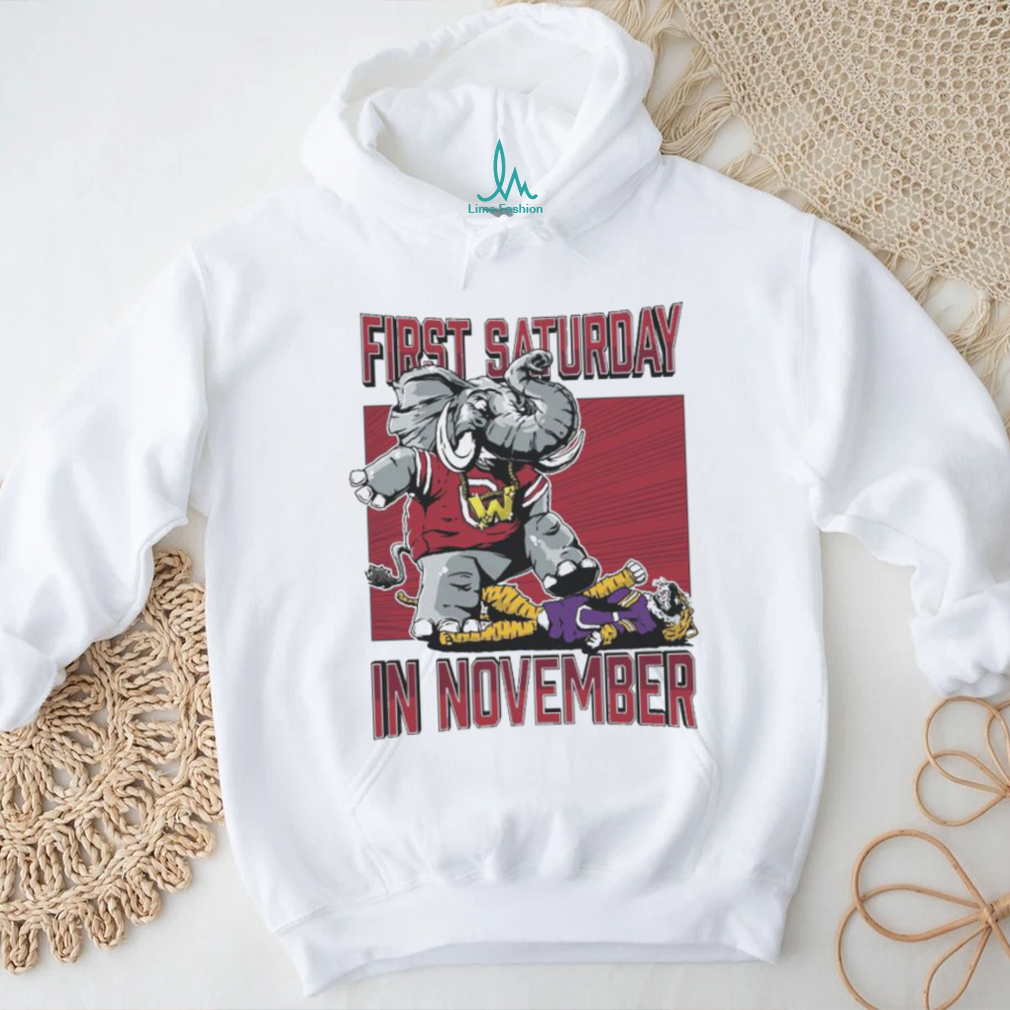 Alabama Crimson Tide First Saturday Elephant In November Shirt Alabama Crimson Tide First Saturday Elephant In November Shirt